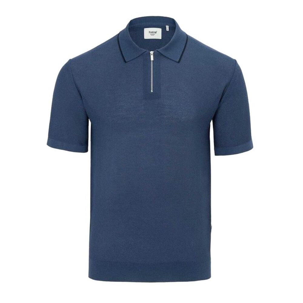 Firetrap Mens Knitted Regular Short-Sleeved Polo Shirt / Airforce Blue